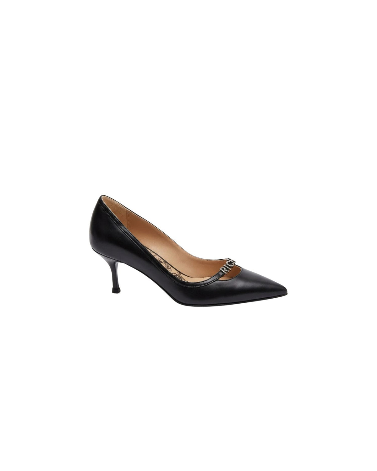 Pointed Pumps with Medium Heel and Logo Lettering Detail