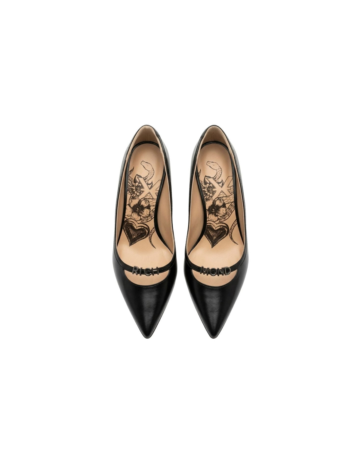 Pointed Pumps with Medium Heel and Logo Lettering Detail