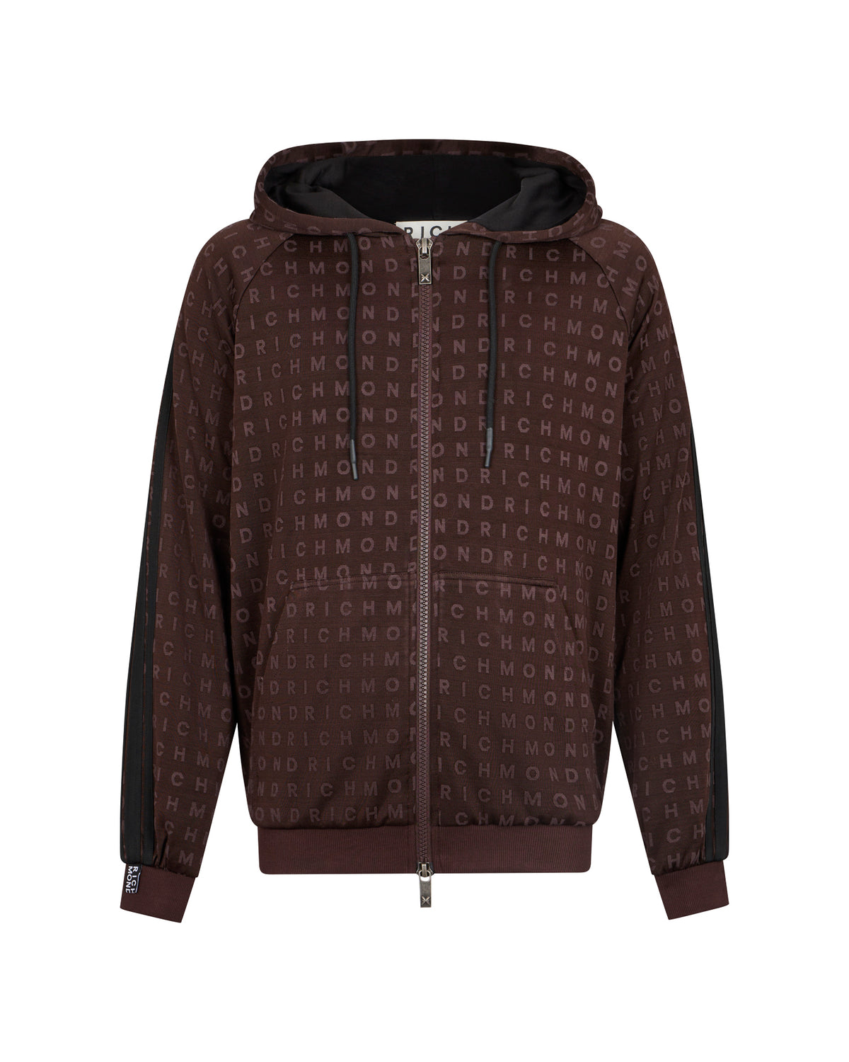 Felpa con Cappuccio, Zip e Logo All-Over