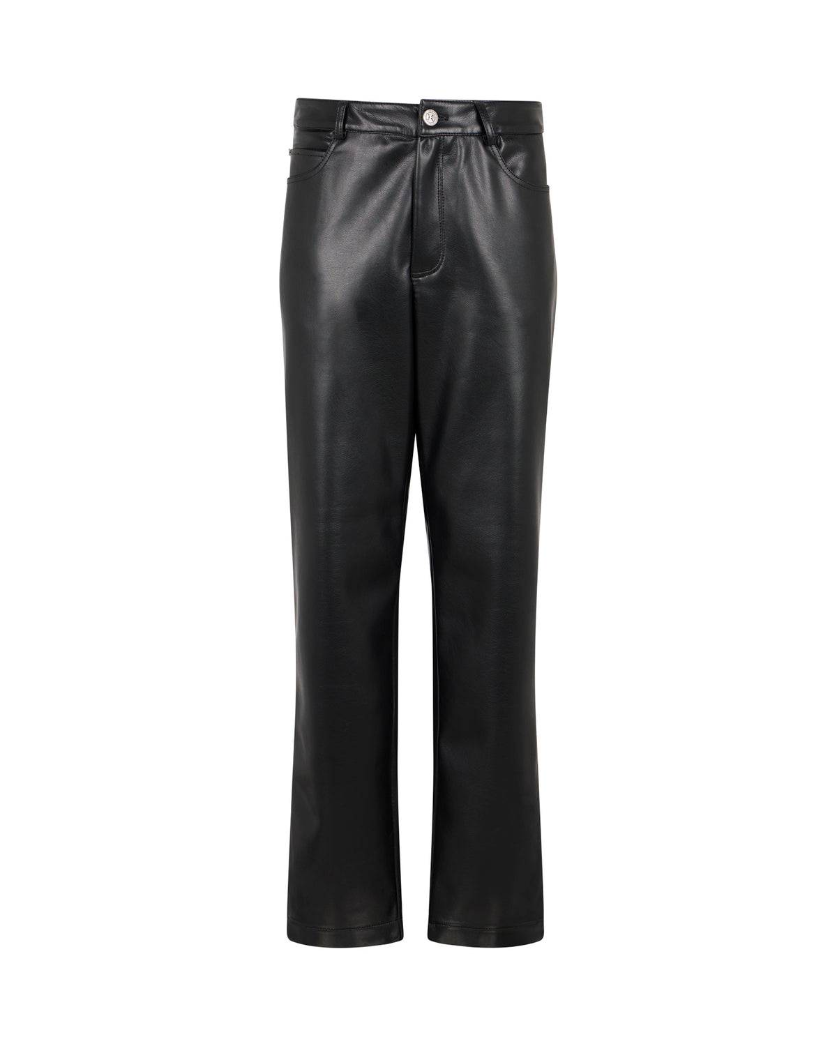 Pantaloni Cinque Tasche a Gamba Dritta Effetto Pelle