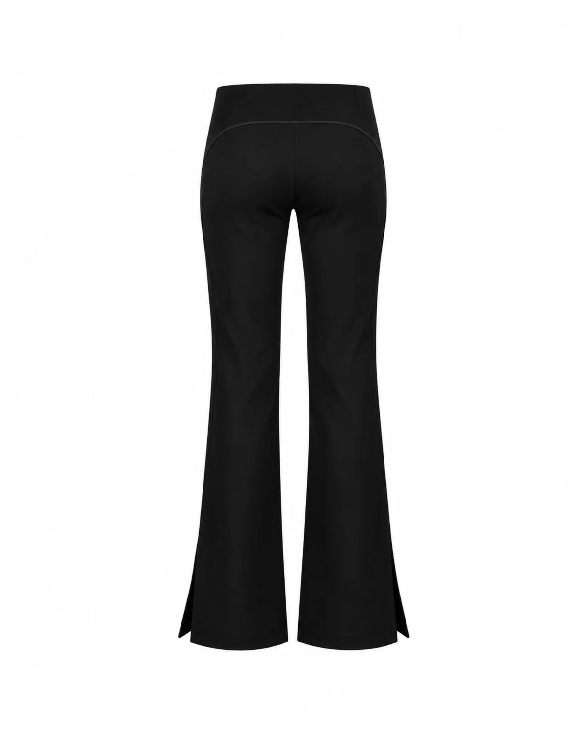 Pantaloni a Zampa Effetto Pelle con Spacchi