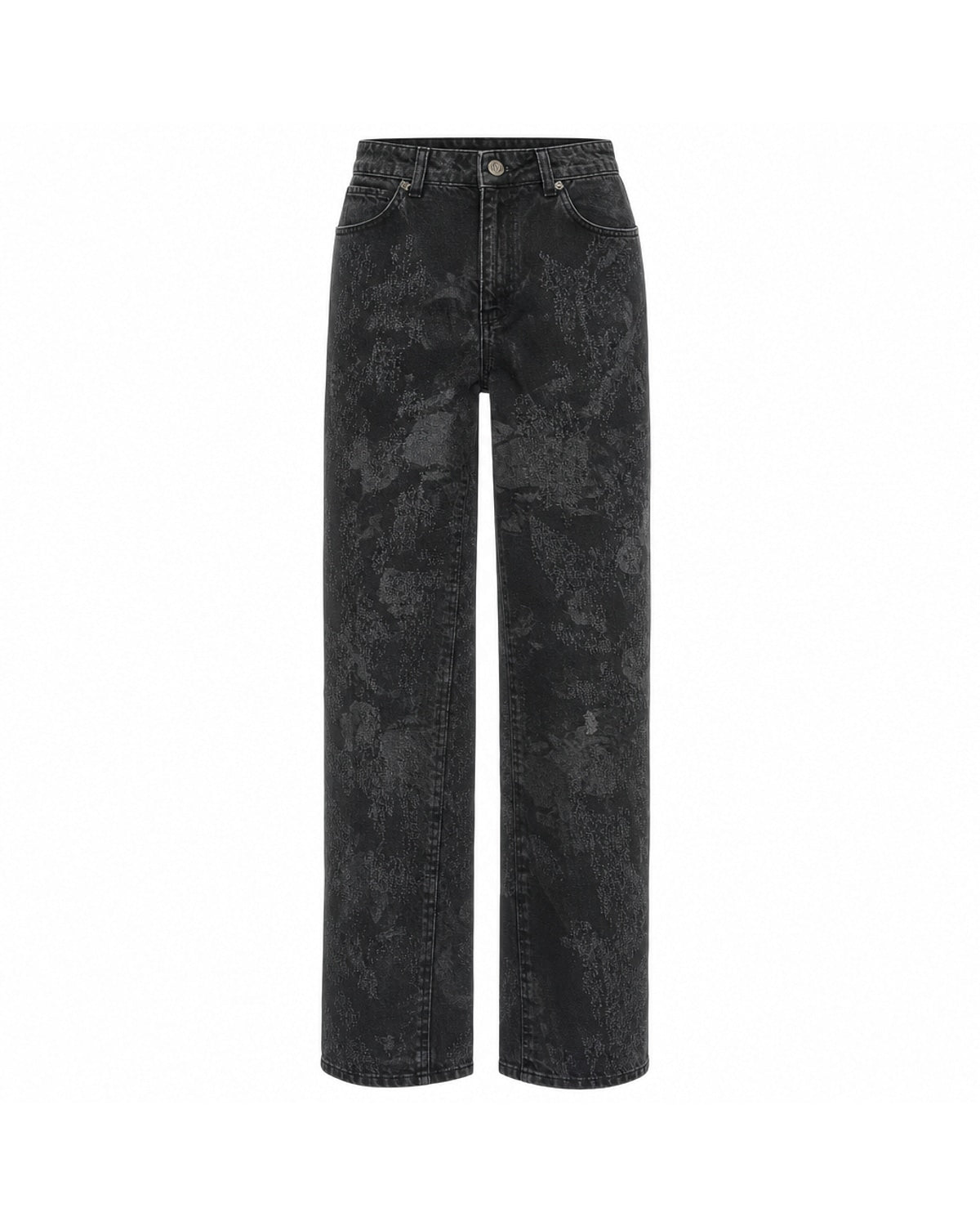 Jeans a Gamba Dritta con Motivo Floreale