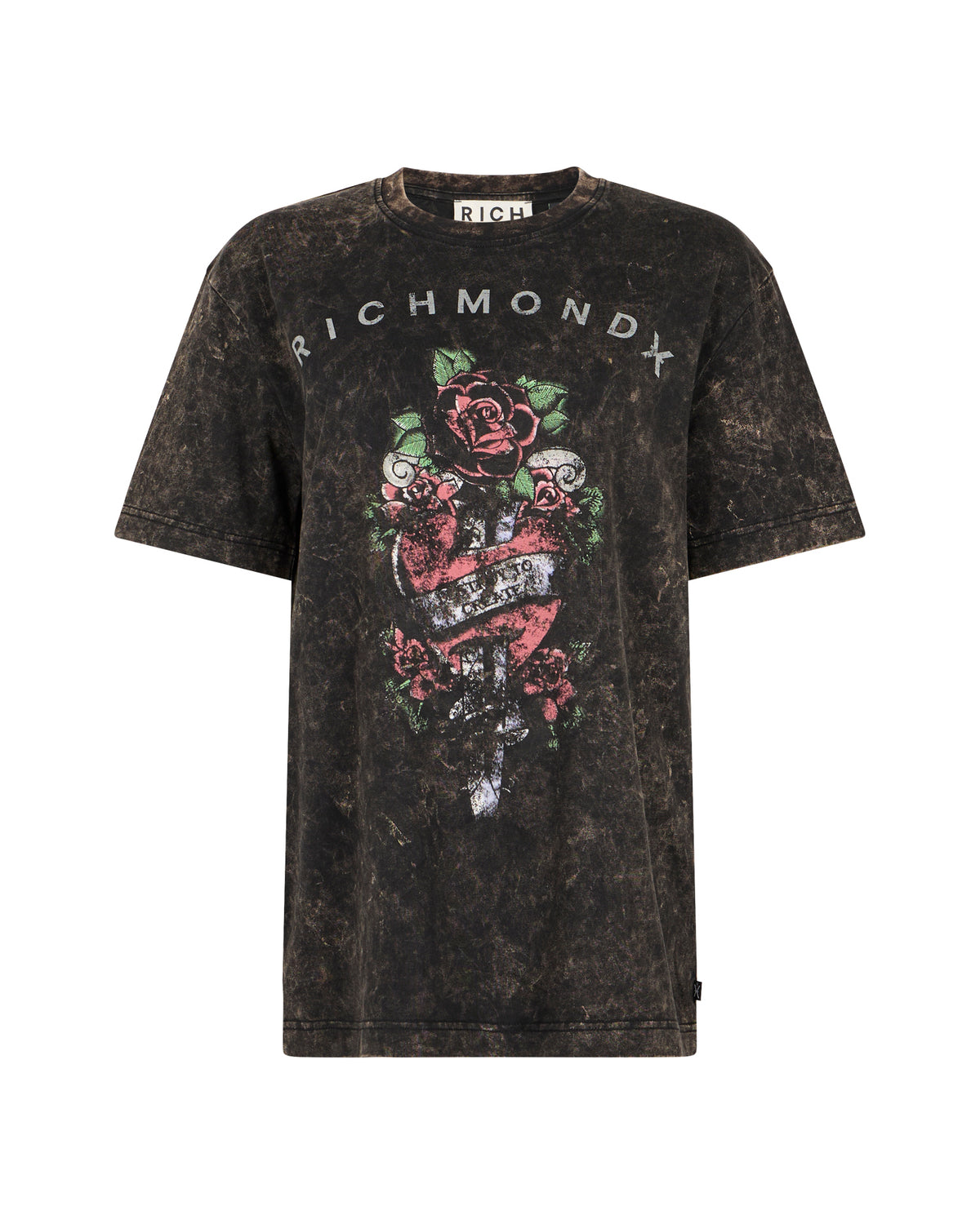 T-shirt con Stampa Tattoo e Trattamento Delavé