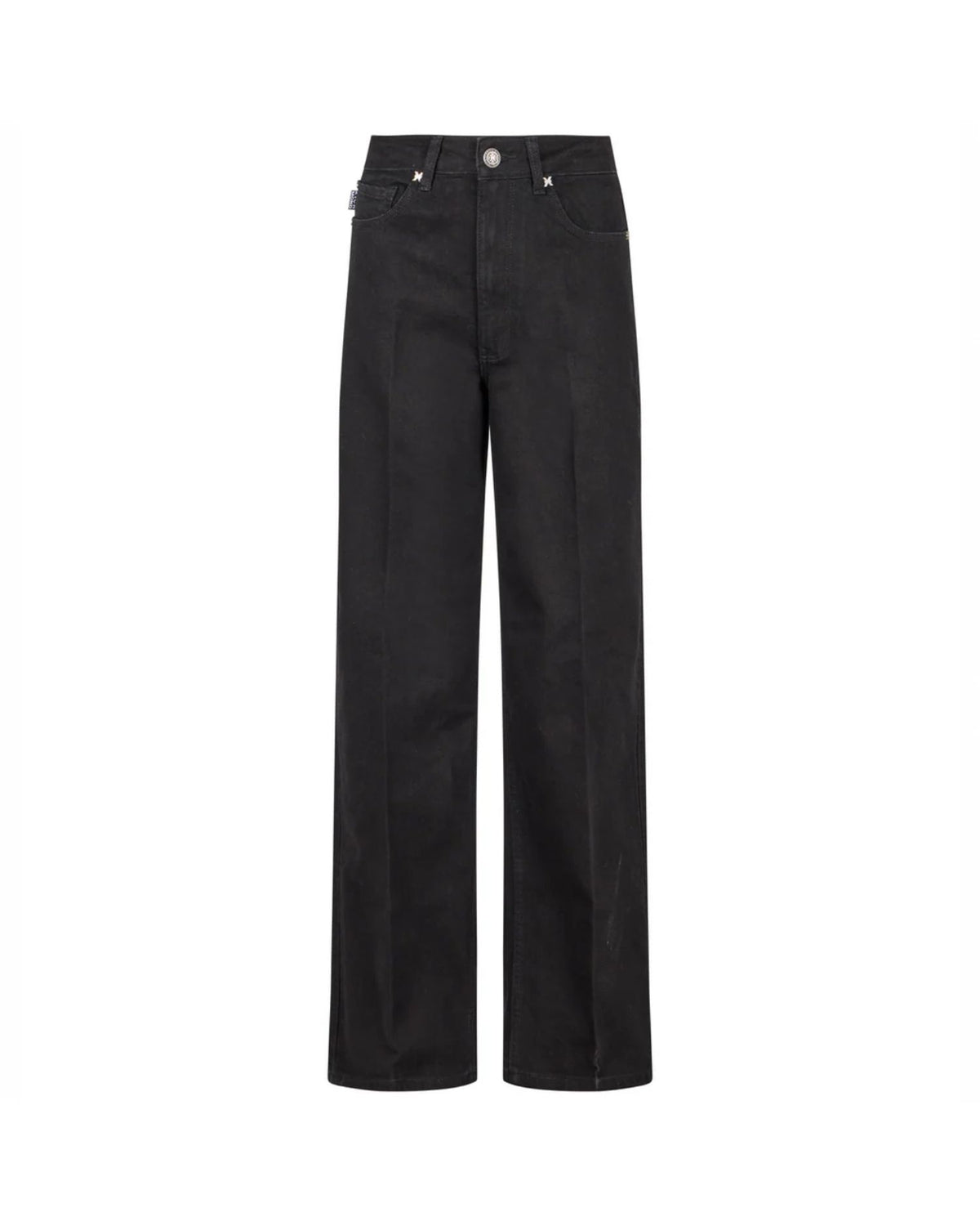 Jeans a Gamba Larga con Patch Logo