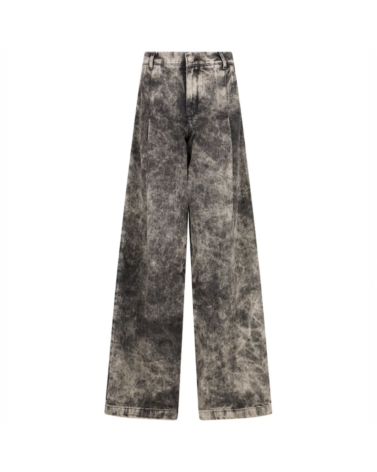 Jeans a Gamba Larga con Pince e Lavaggio Acid