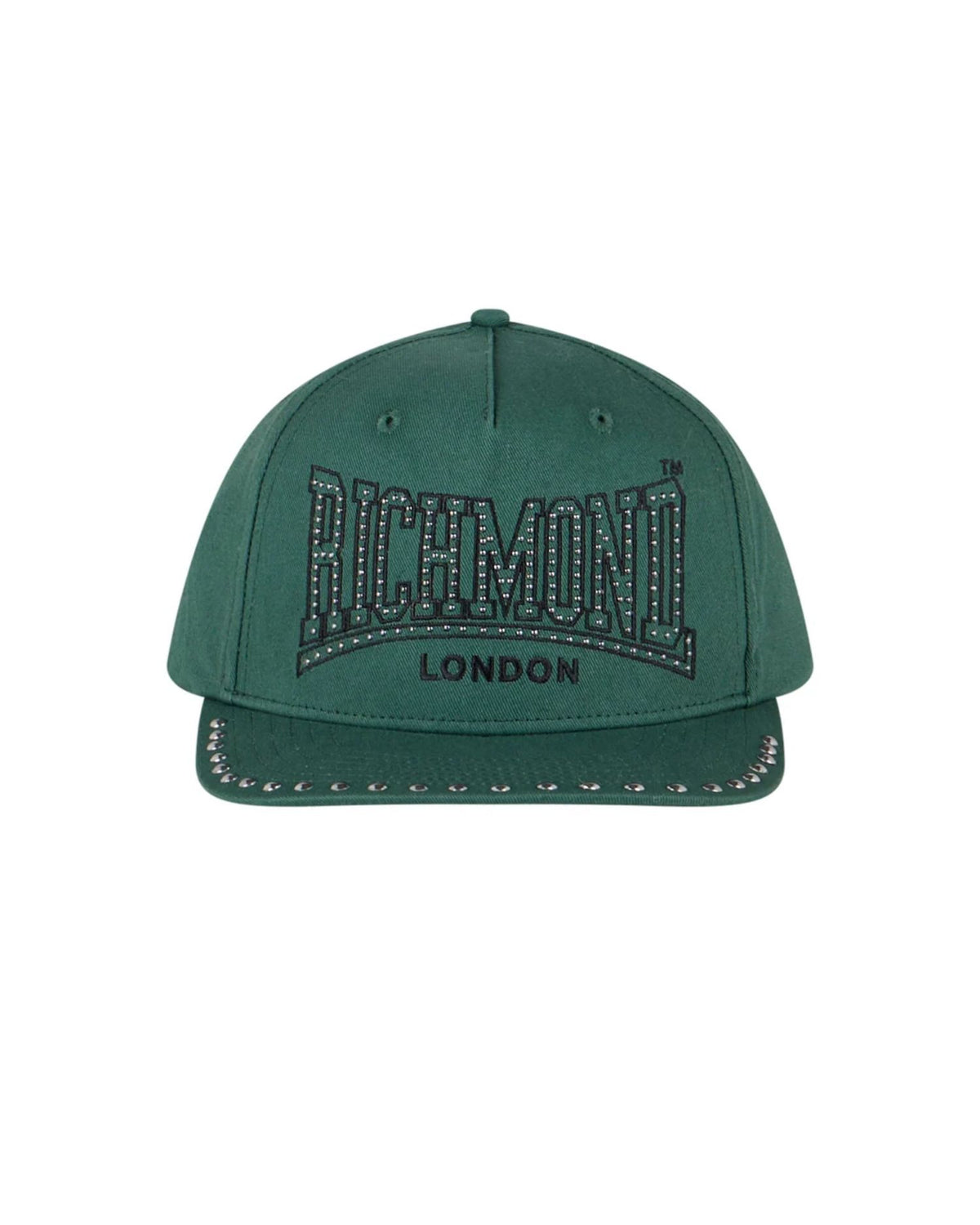 Cappello da Baseball con Logo Borchiato e Visiera Piatta