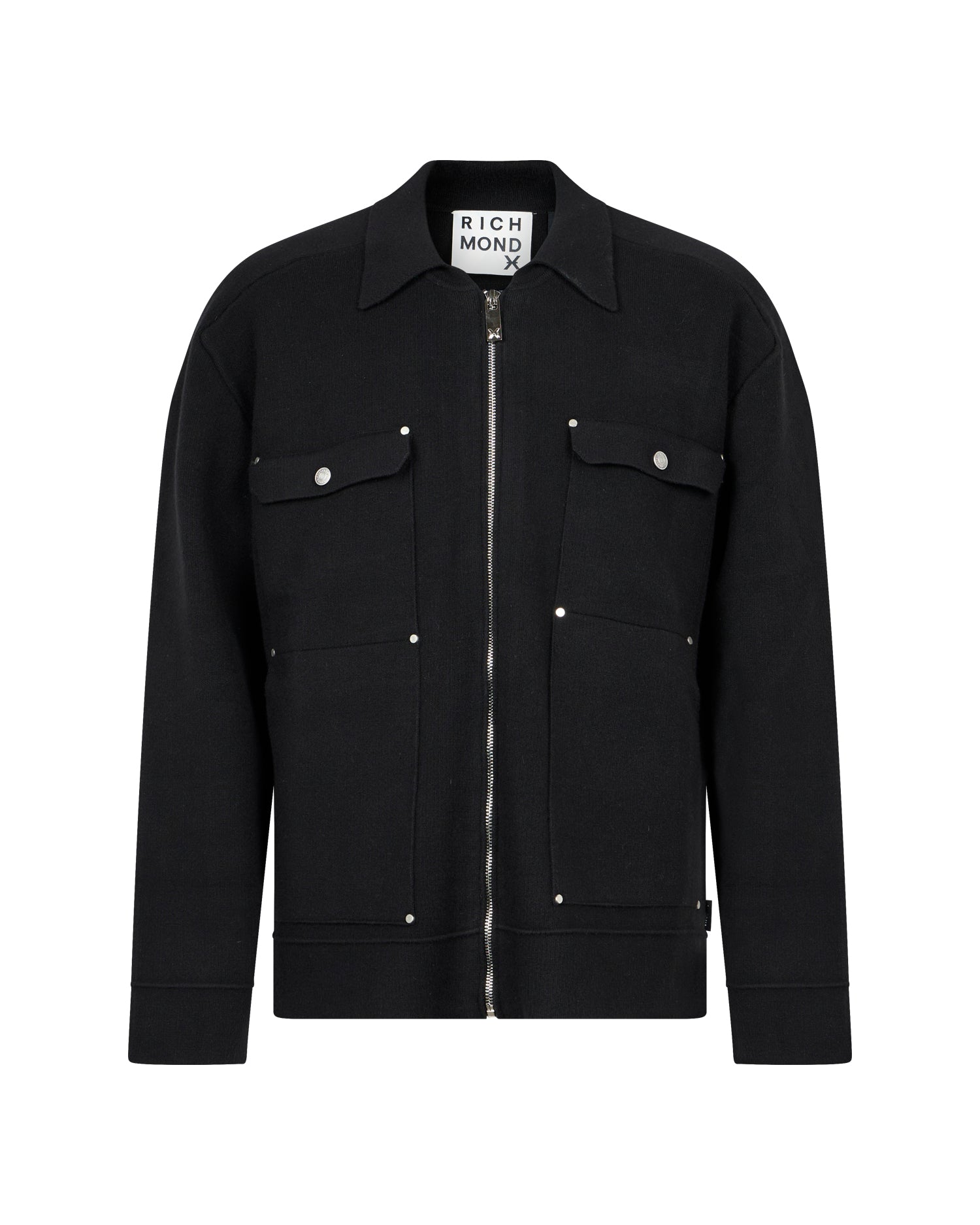 Workwear-Style Jacket with Zip Fastening and Studded Pockets