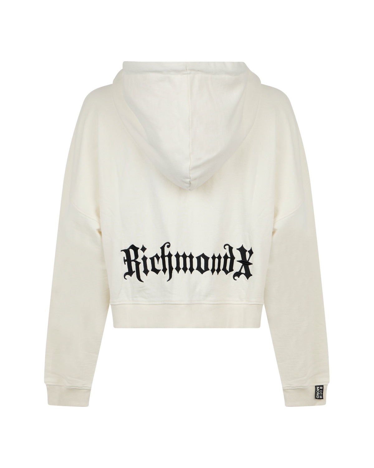 Felpa Cropped con Zip, Cappuccio e Logo Gotico