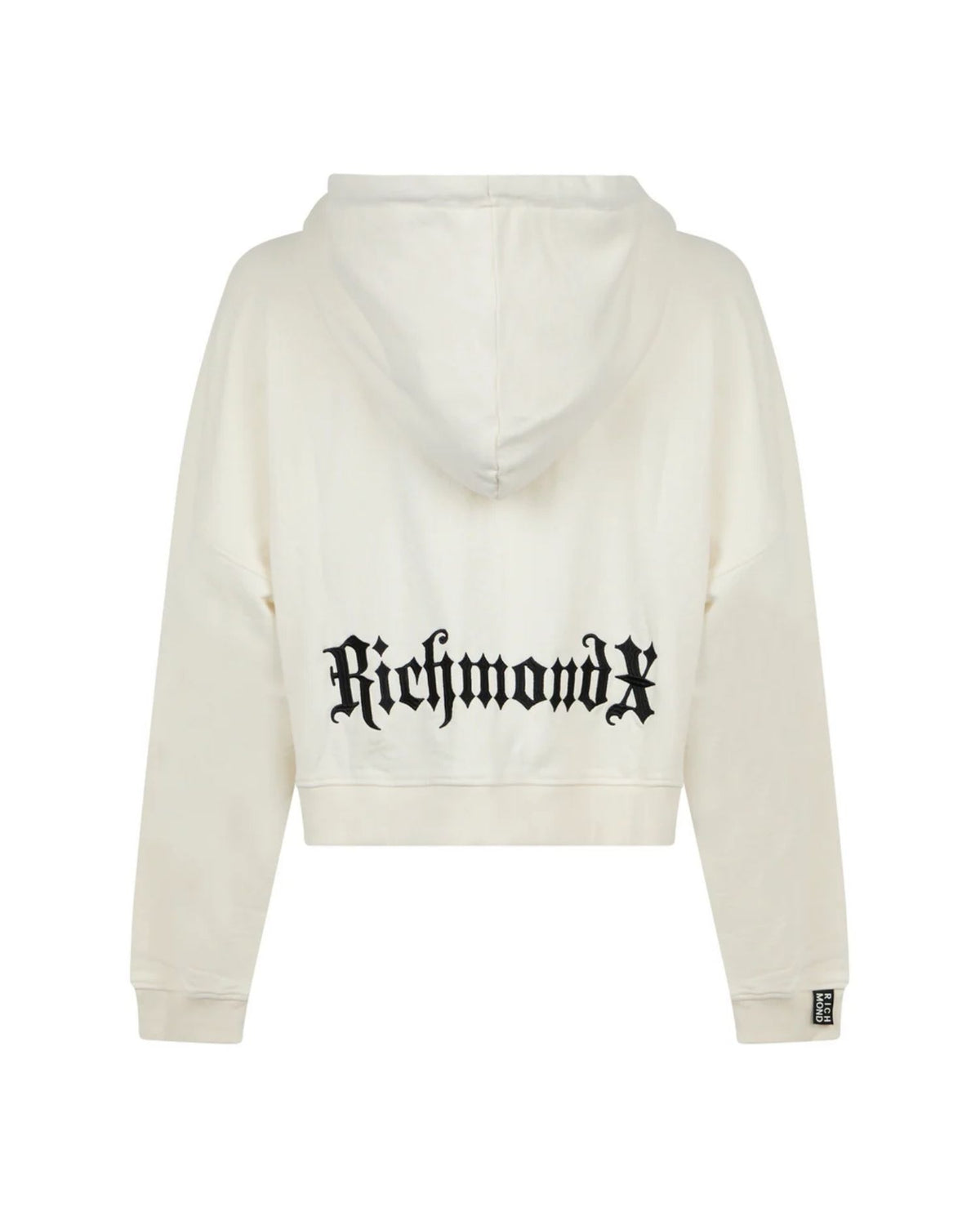 Felpa Cropped con Zip, Cappuccio e Logo Gotico