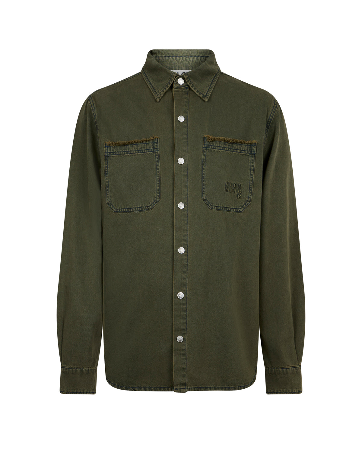 Camicia con Tasche Sfrangiate e Logo Ricamato
