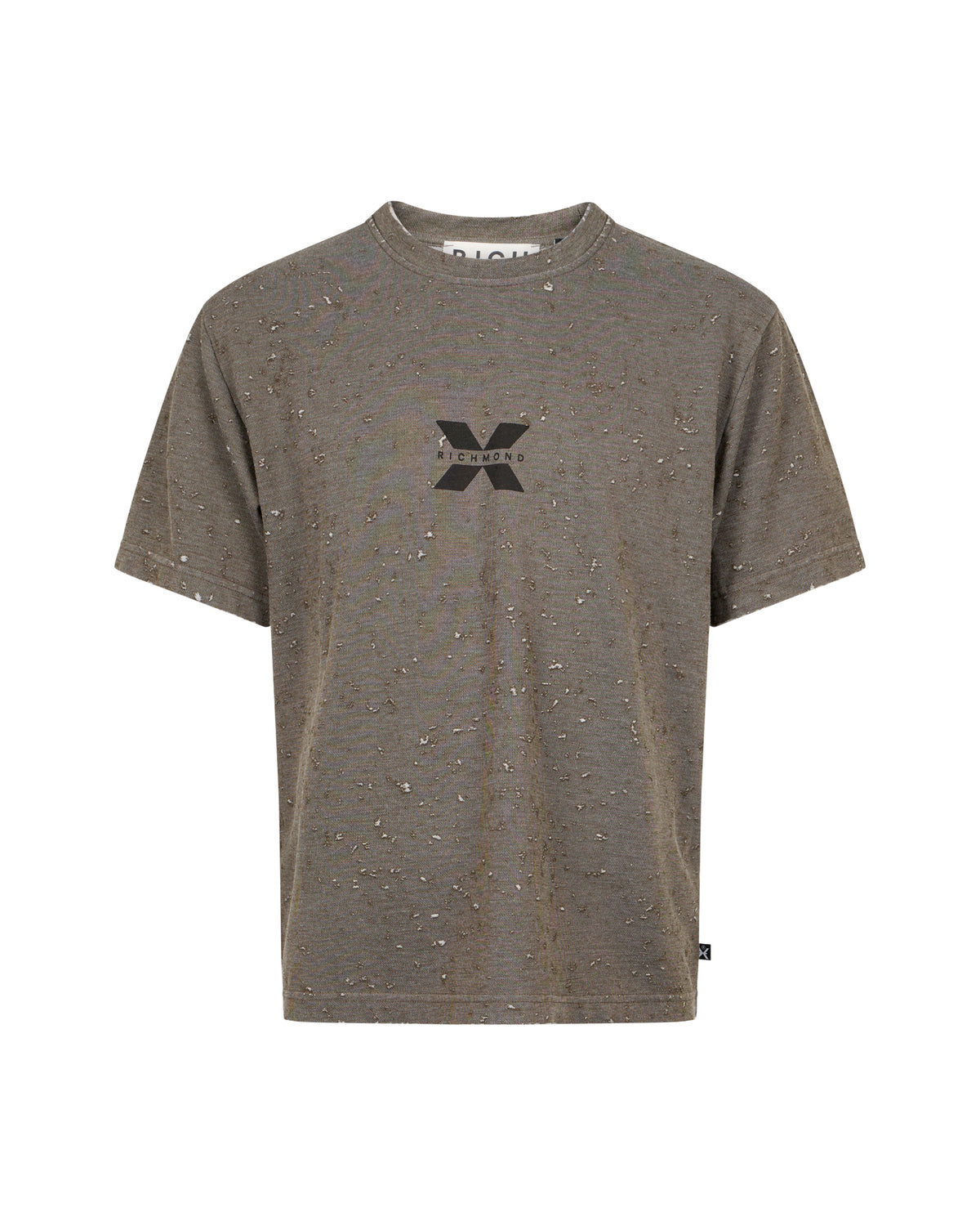T-shirt a Girocollo con Logo e Texture Fiammata