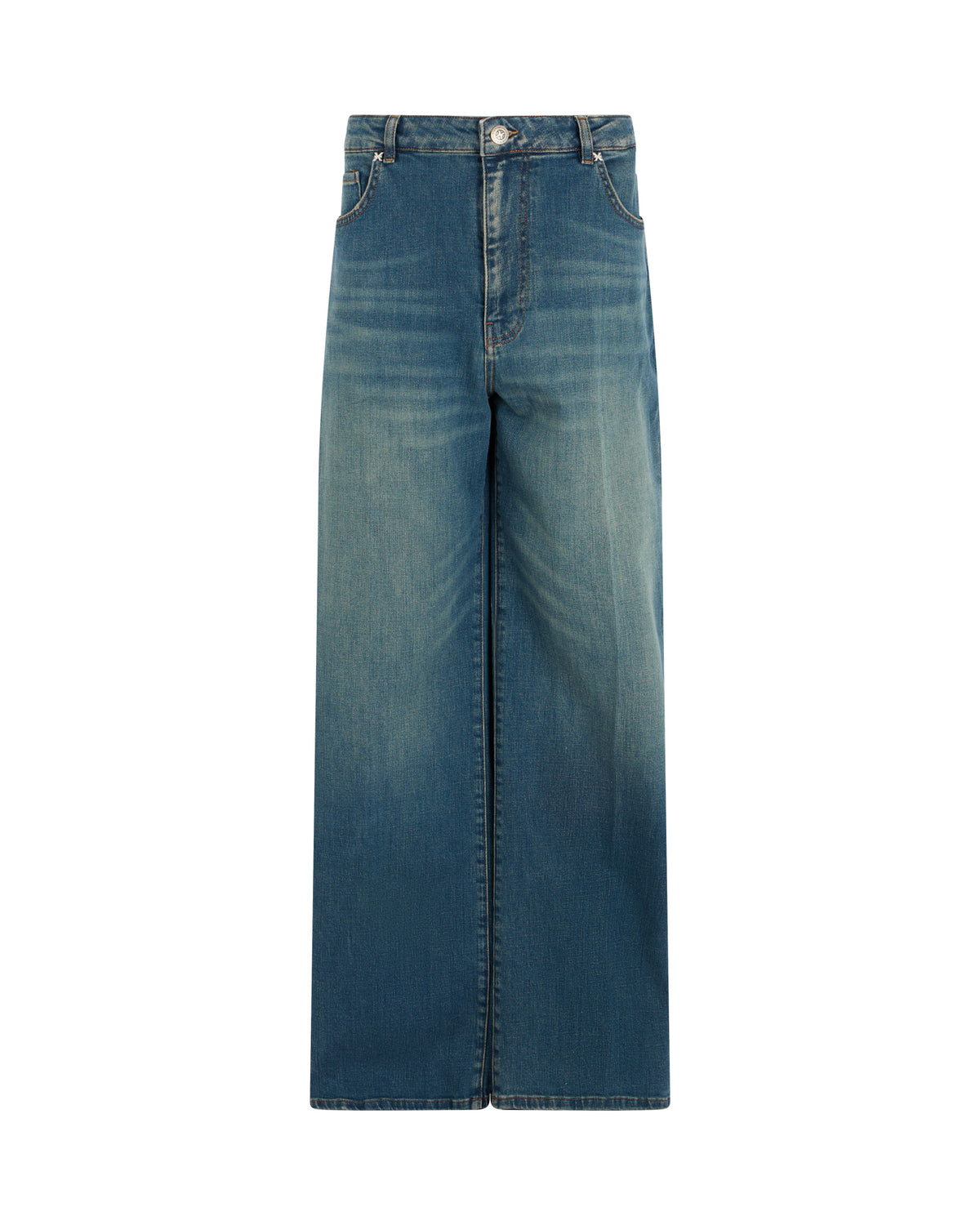 Jeans a gamba larga e vita alta