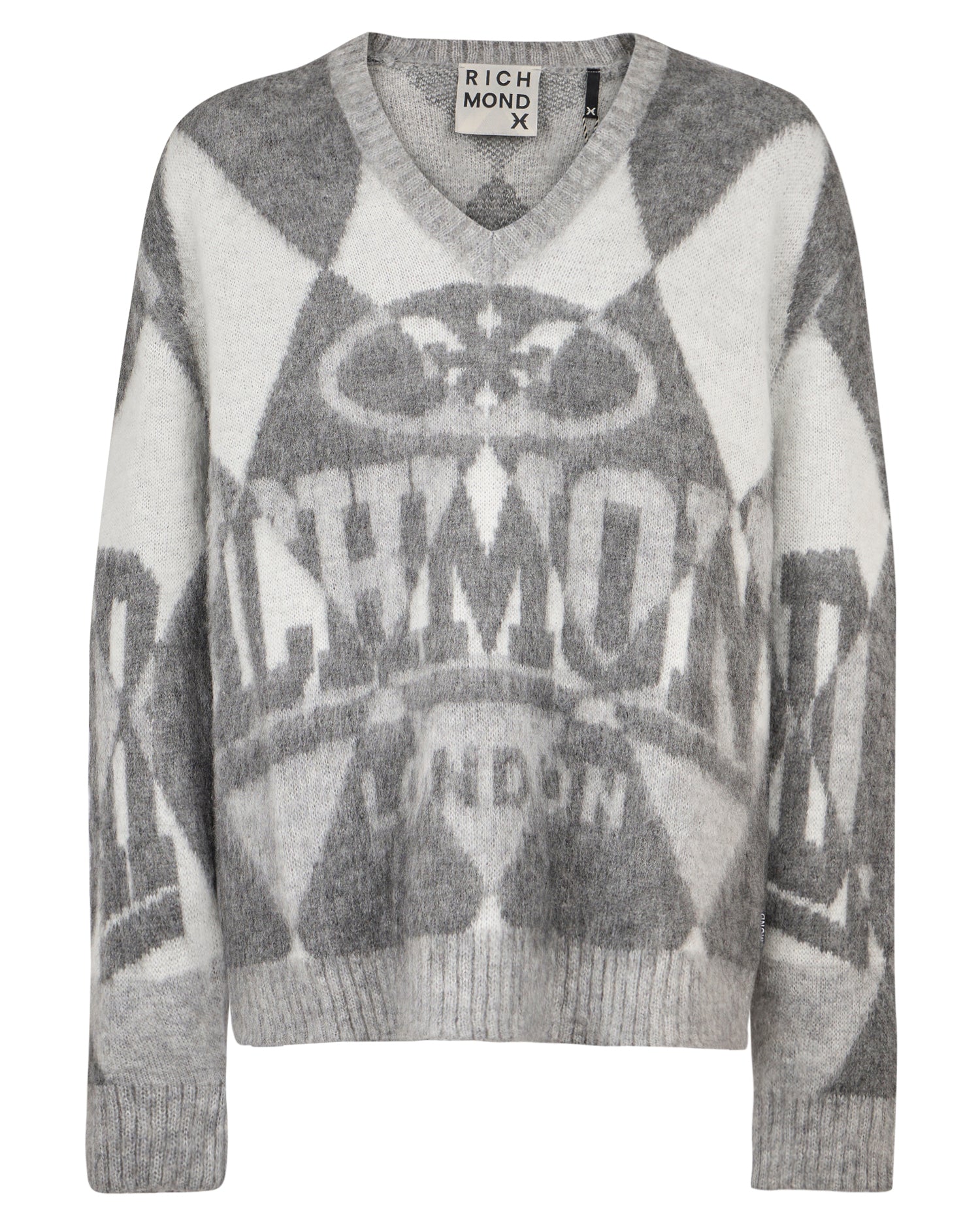 Maglione con motivo Argyle e logo Jacquard