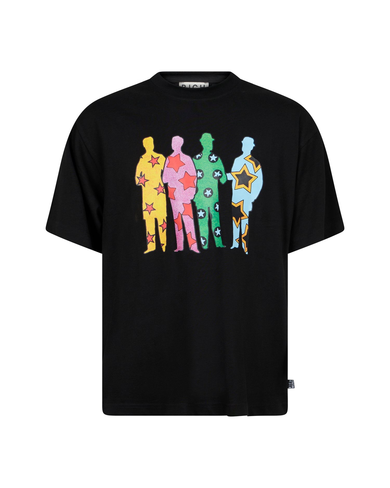T-shirt con Stampa Grafica Multicolor e Scritta Posteriore