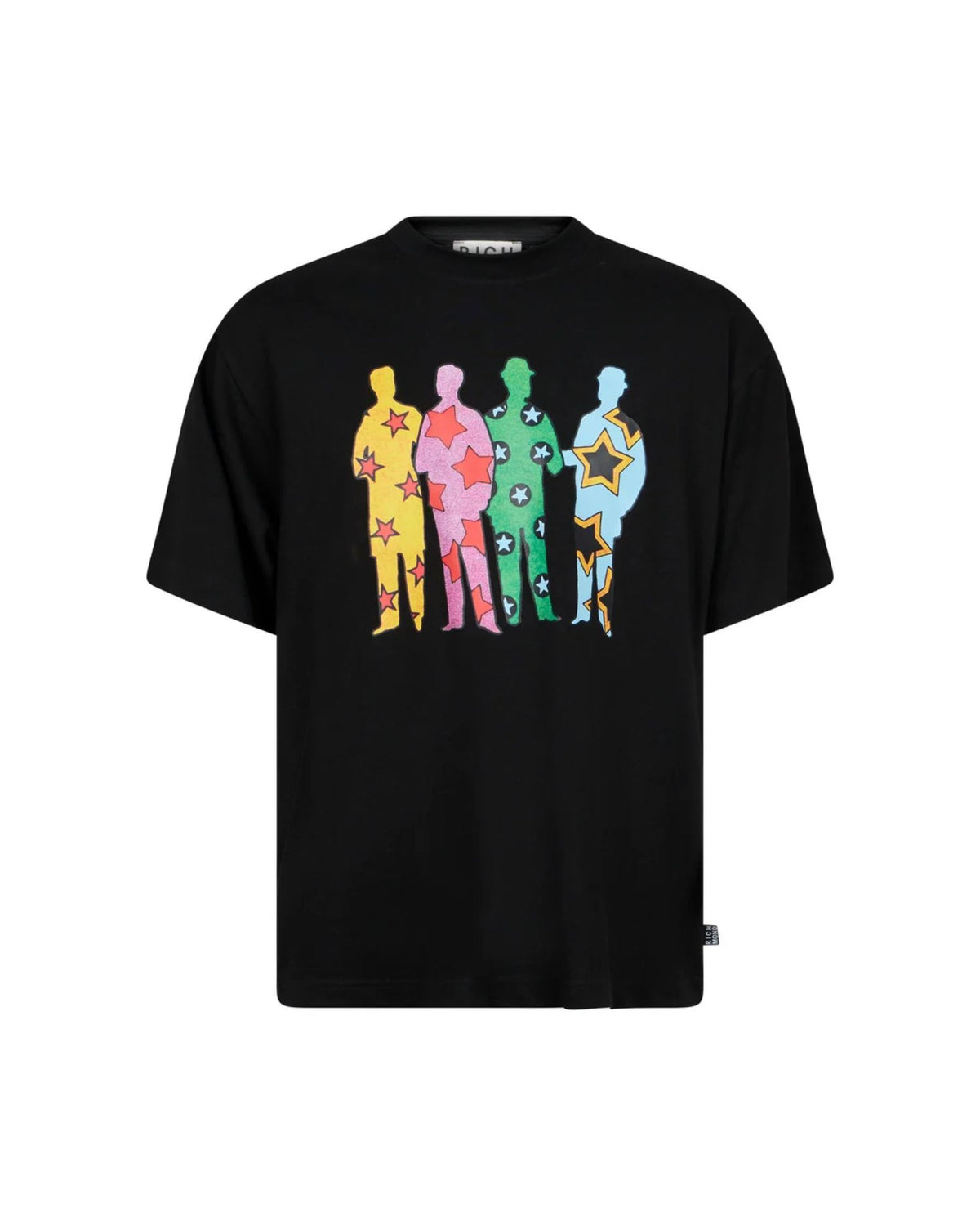 T-shirt con Stampa Grafica Multicolor e Scritta Posteriore
