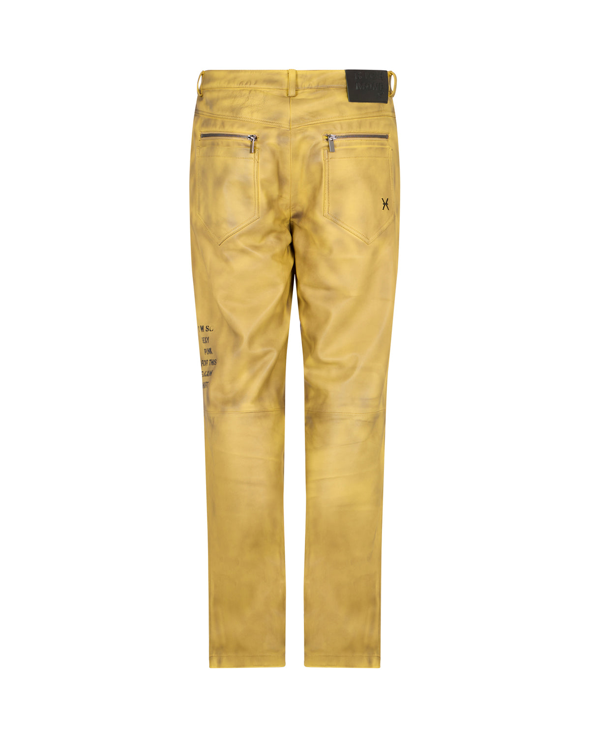 Pantaloni in Pelle 5 Tasche con Effetto Used