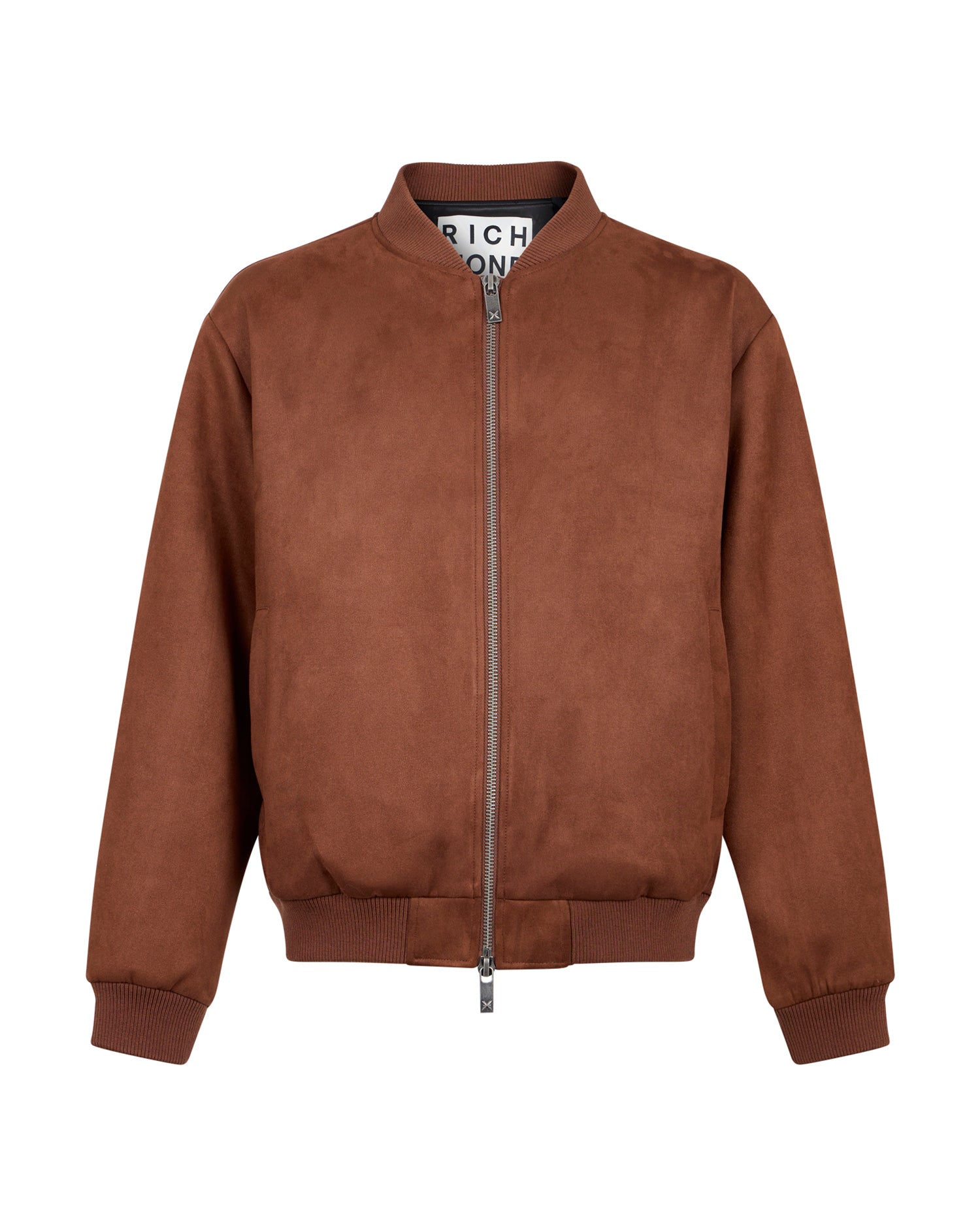 Bomber Effetto Scamosciato con Chiusura a Zip