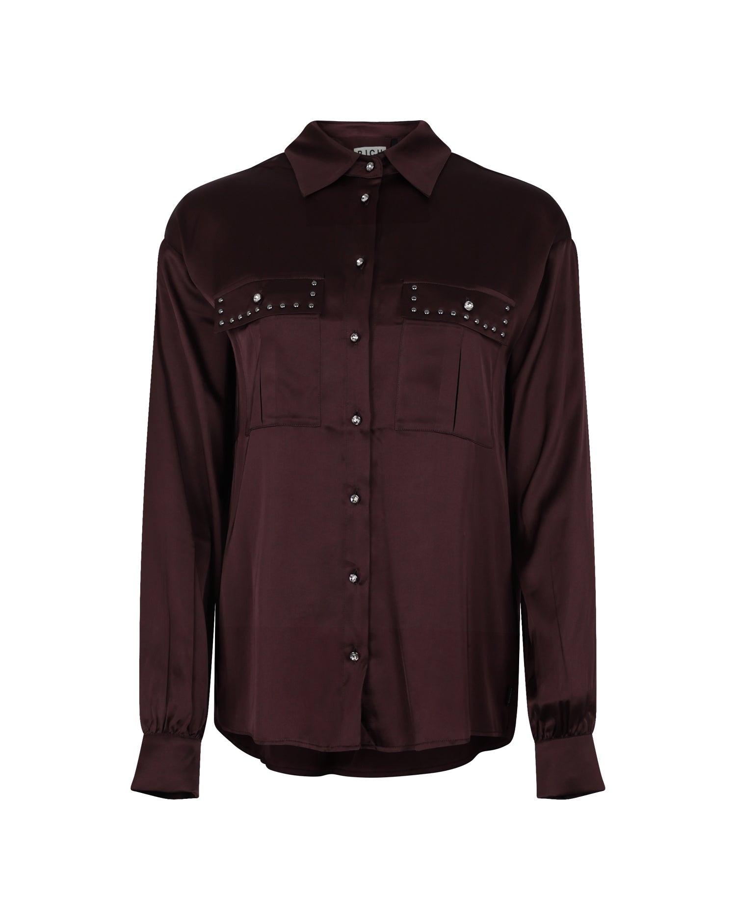 Camicia Satinata con Borchie e Taschini