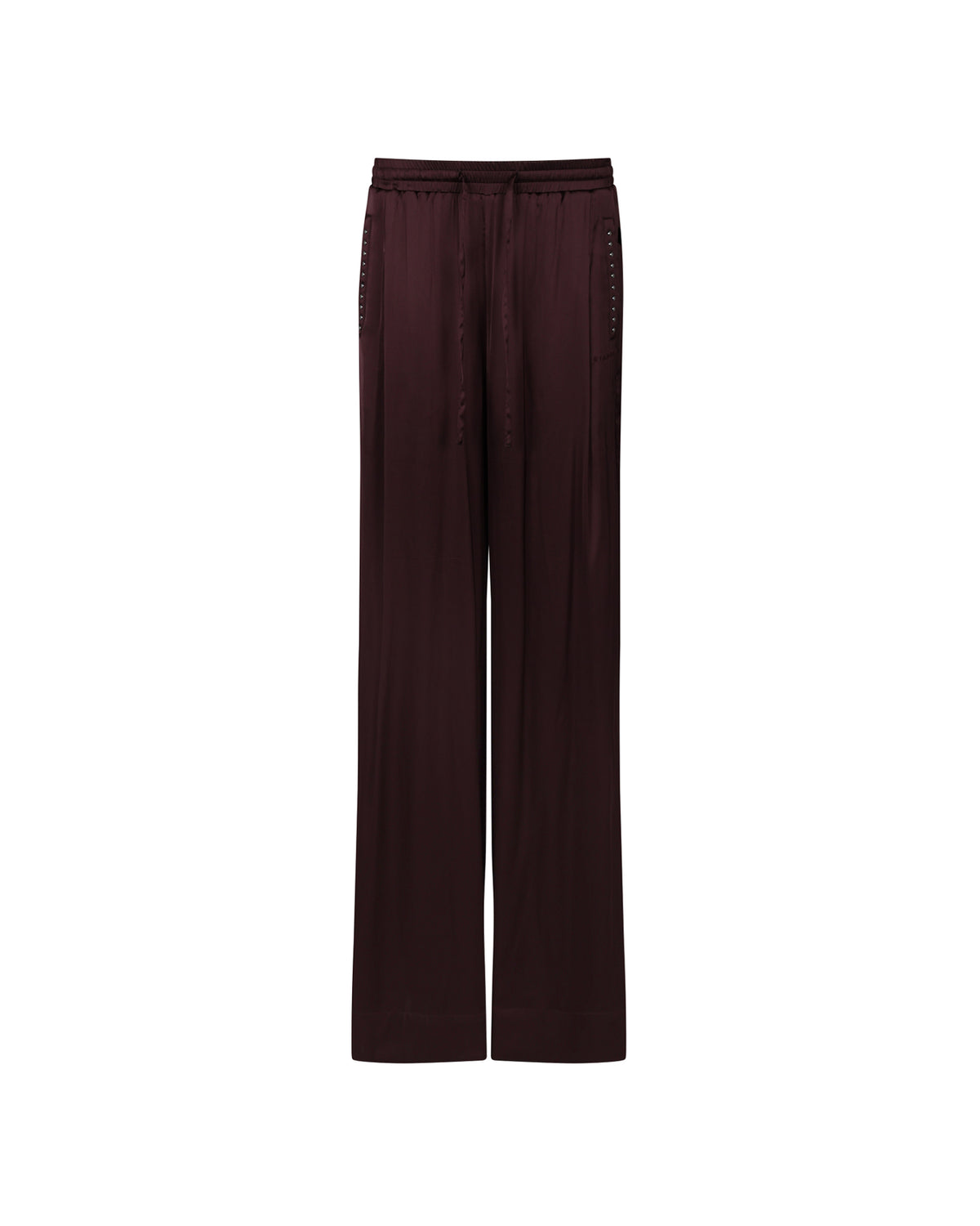 Pantaloni a Gamba Larga con Coulisse e Borchie