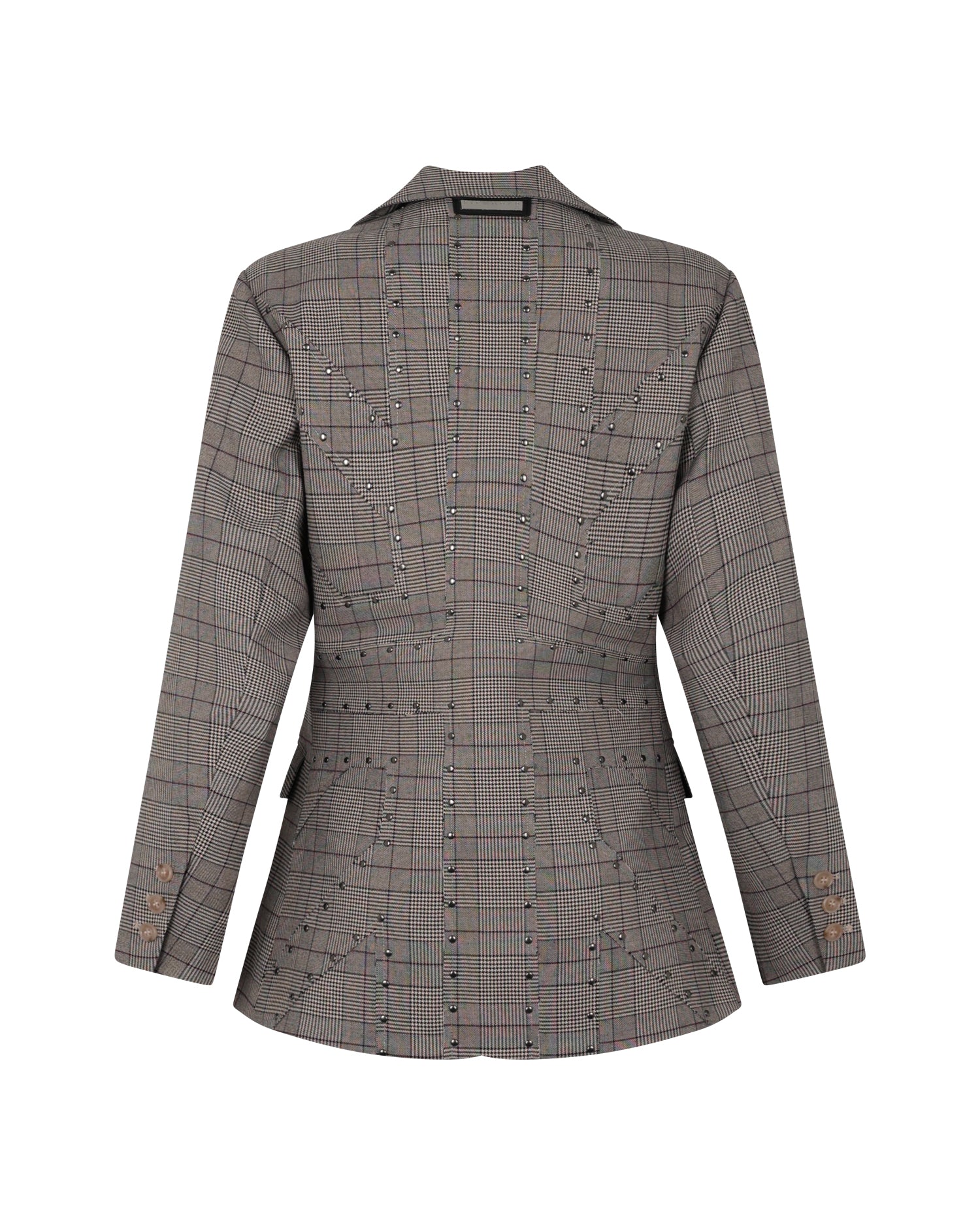 Blazer Monopetto a Quadri con Borchie