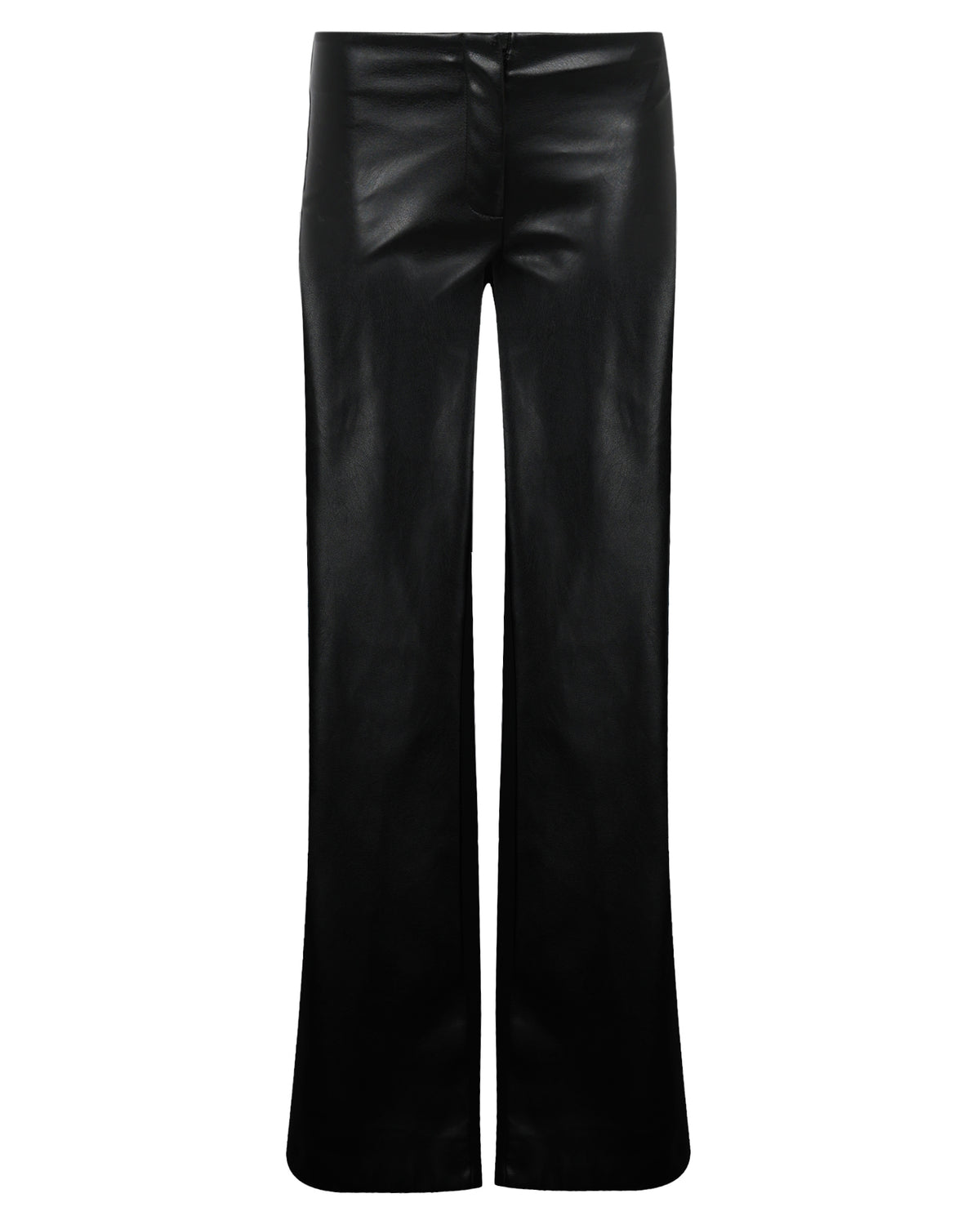 Pantaloni a Zampa Effetto Pelle con Spacchi