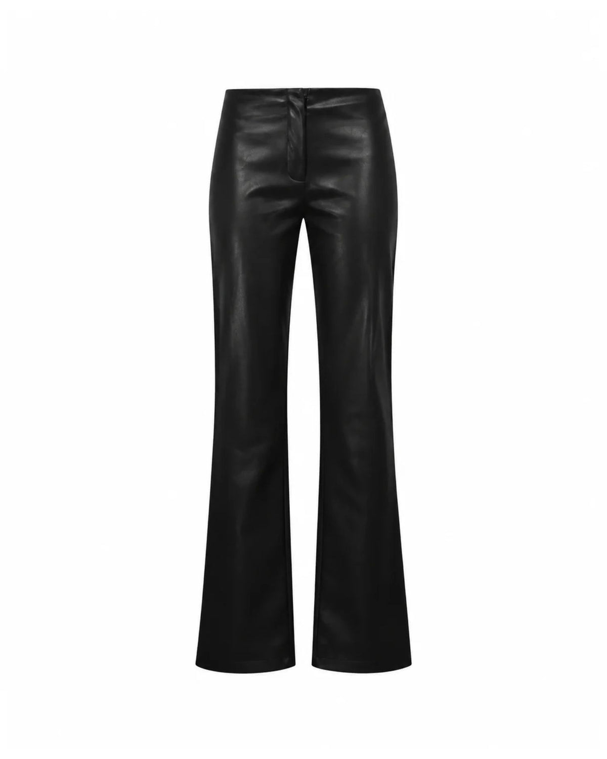 Pantaloni a Zampa Effetto Pelle con Spacchi