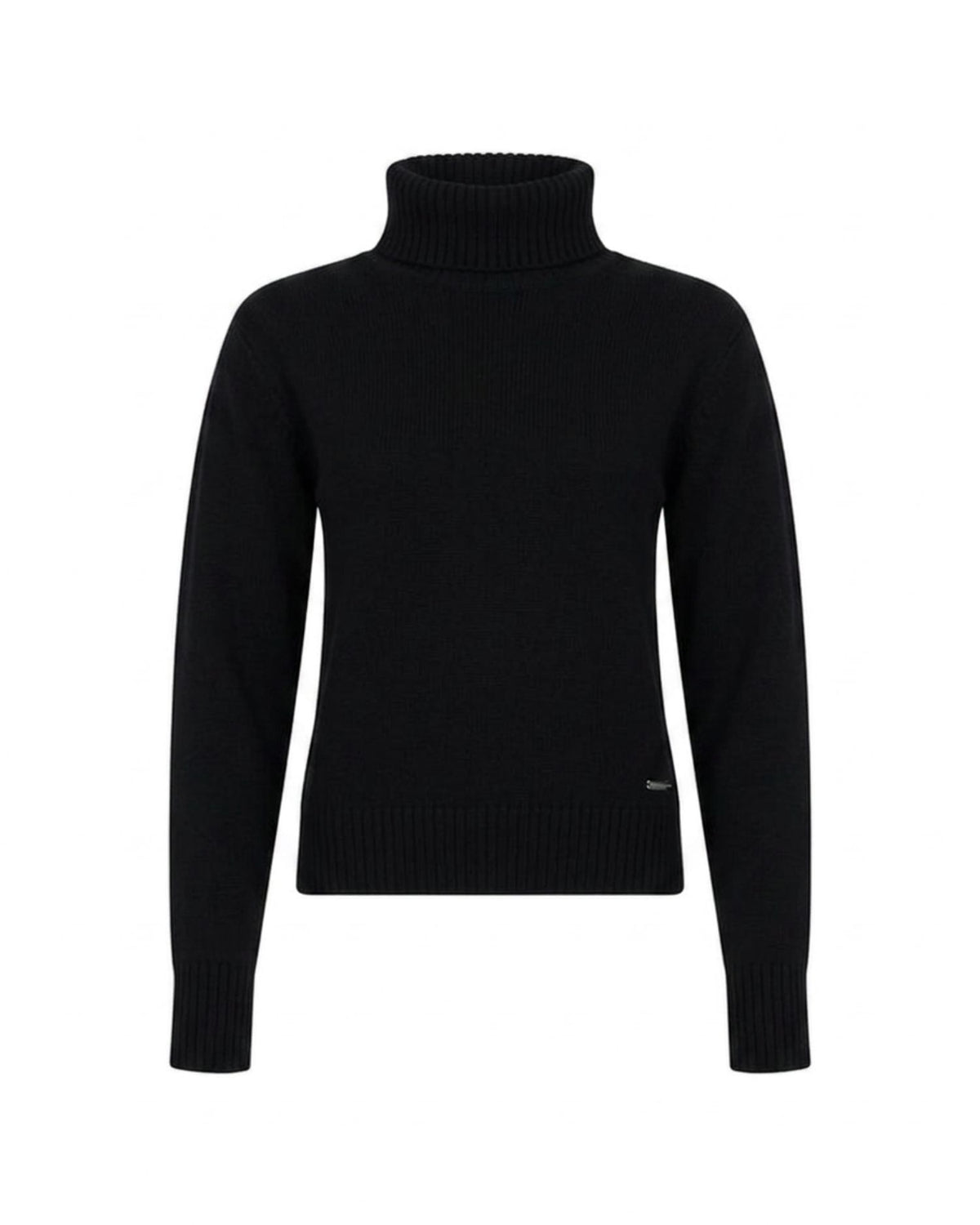 Maglia Dolcevita con Finiture a Costine e Logo