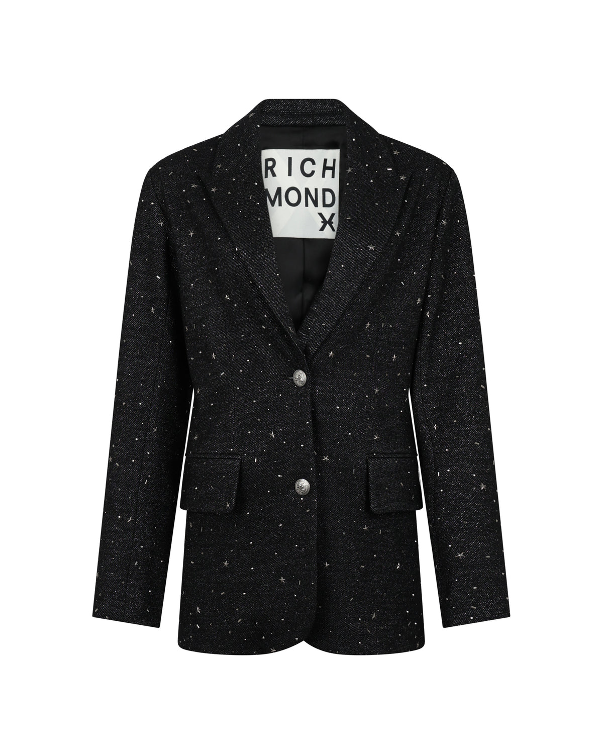 Blazer Monopetto in Tessuto Bouclé Glitter