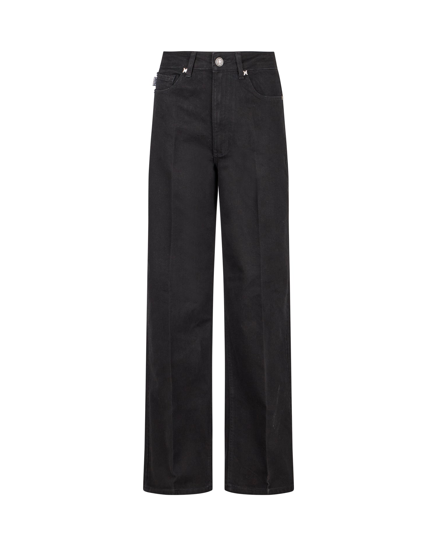 Jeans a Gamba Larga con Patch Logo