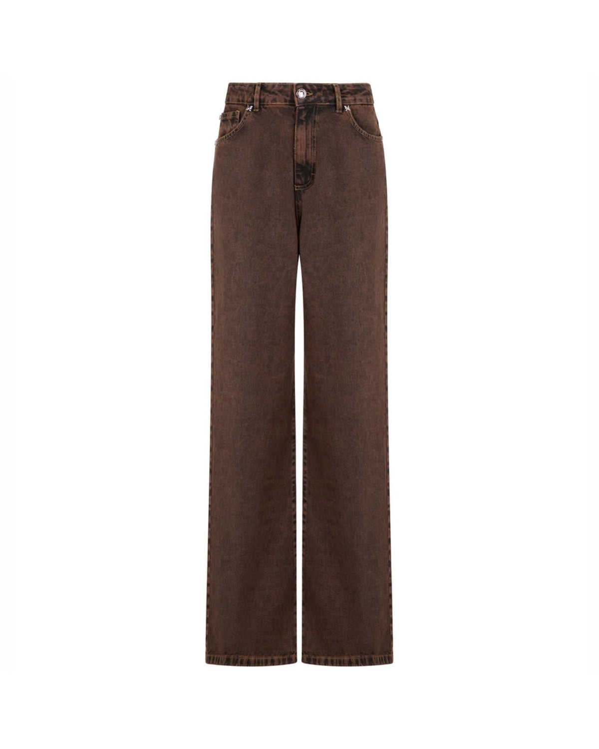 Jeans a Gamba Larga con effetto Delavé