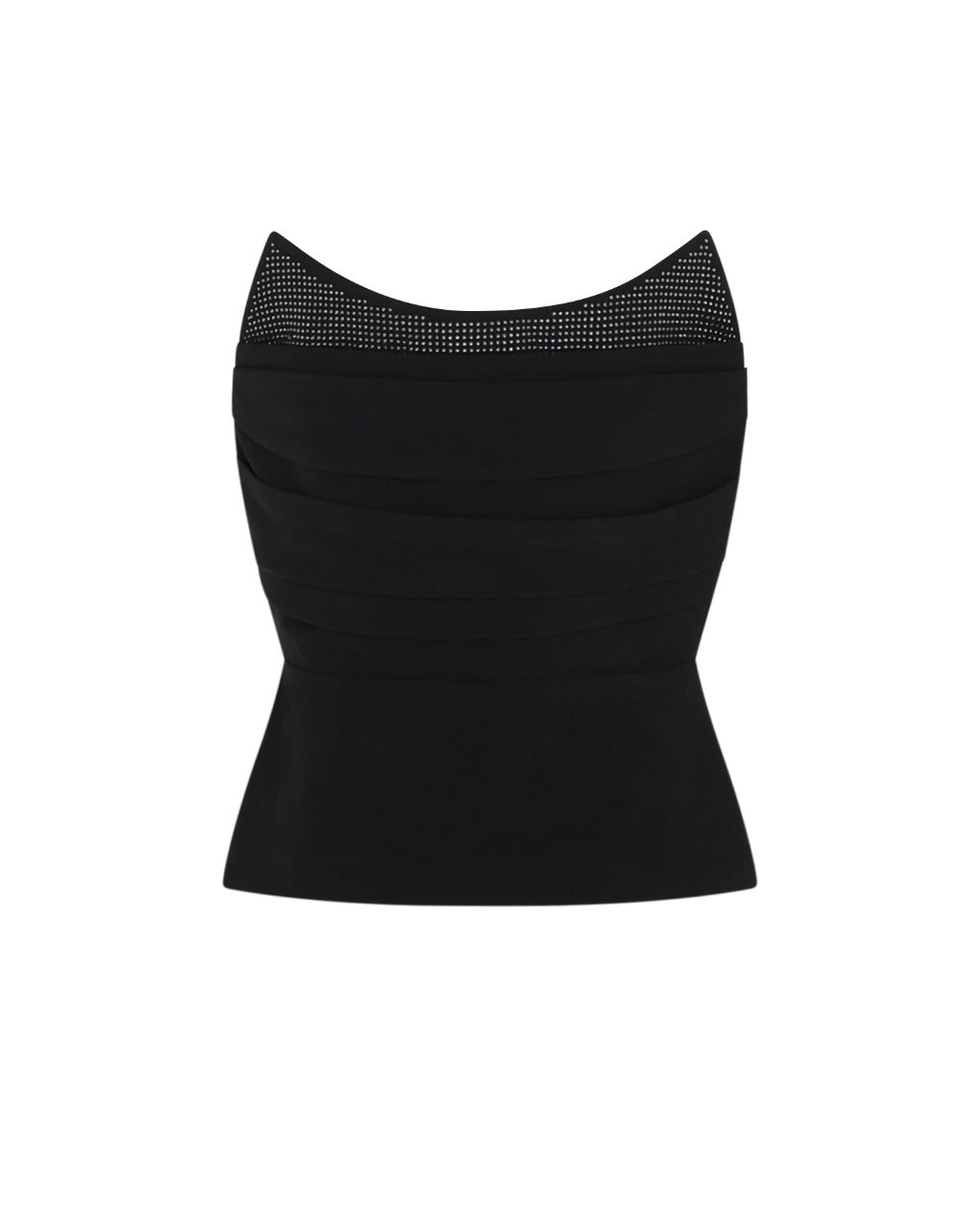 Top Bustier Drappeggiato con Inserto in Rete
