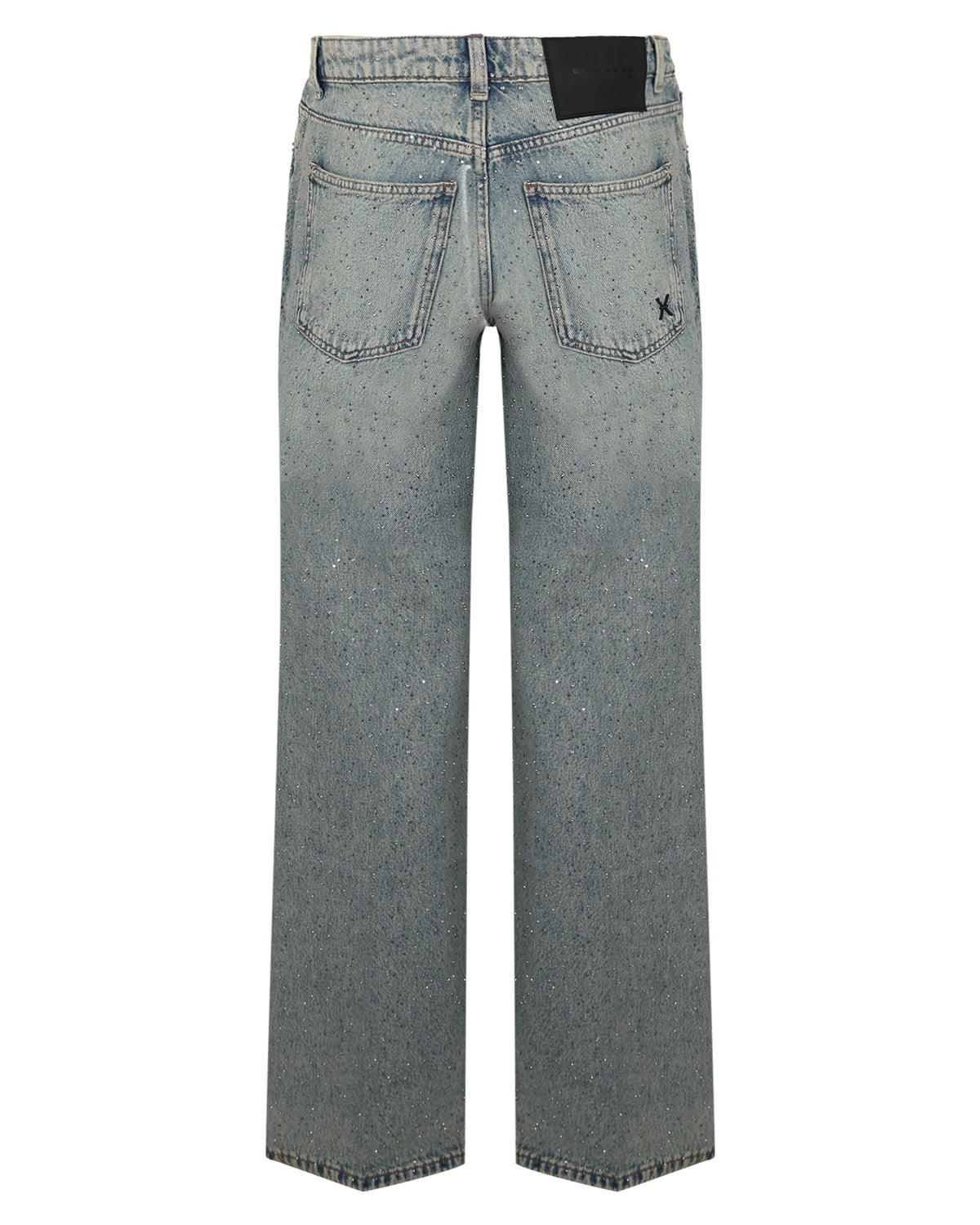 Jeans a Gamba Larga con Applicazioni Strass