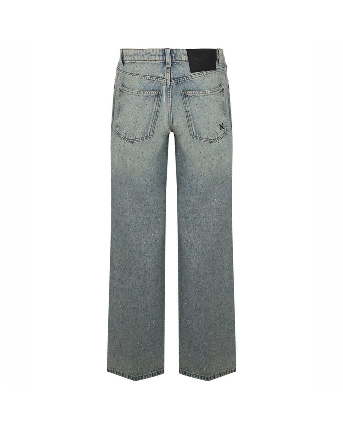 Jeans a Gamba Larga con Applicazioni Strass