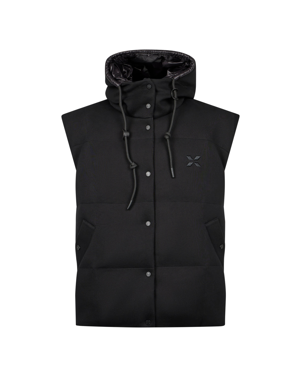 Gilet Imbottito con Cappuccio e Maxi Logo