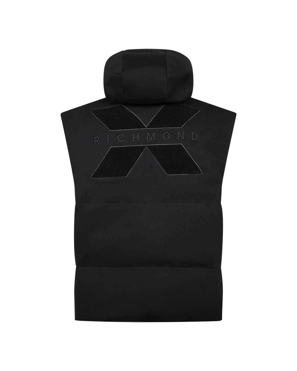 Gilet Imbottito con Cappuccio e Maxi Logo