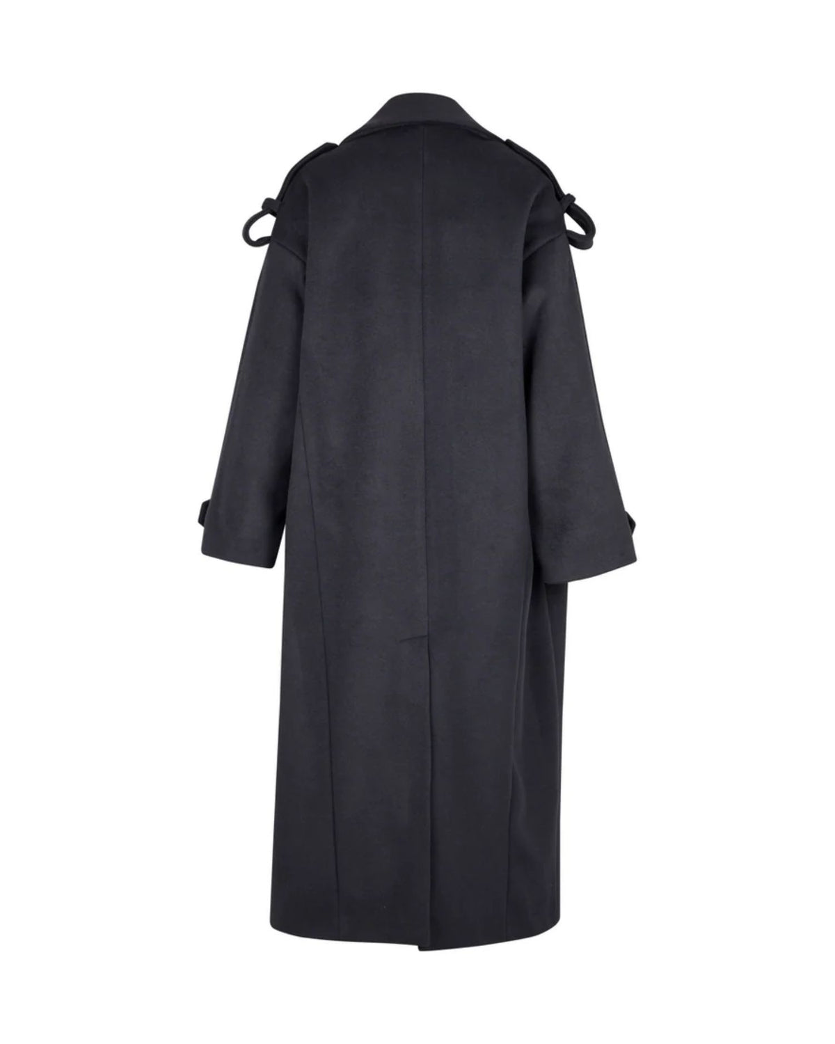 Cappotto Lungo Doppiopetto con Rever Ampi e Spalline
