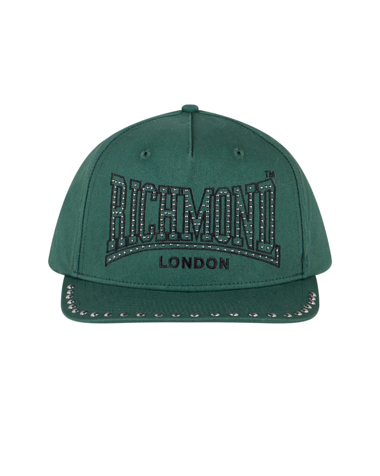 Cappello da Baseball con Logo Borchiato e Visiera Piatta
