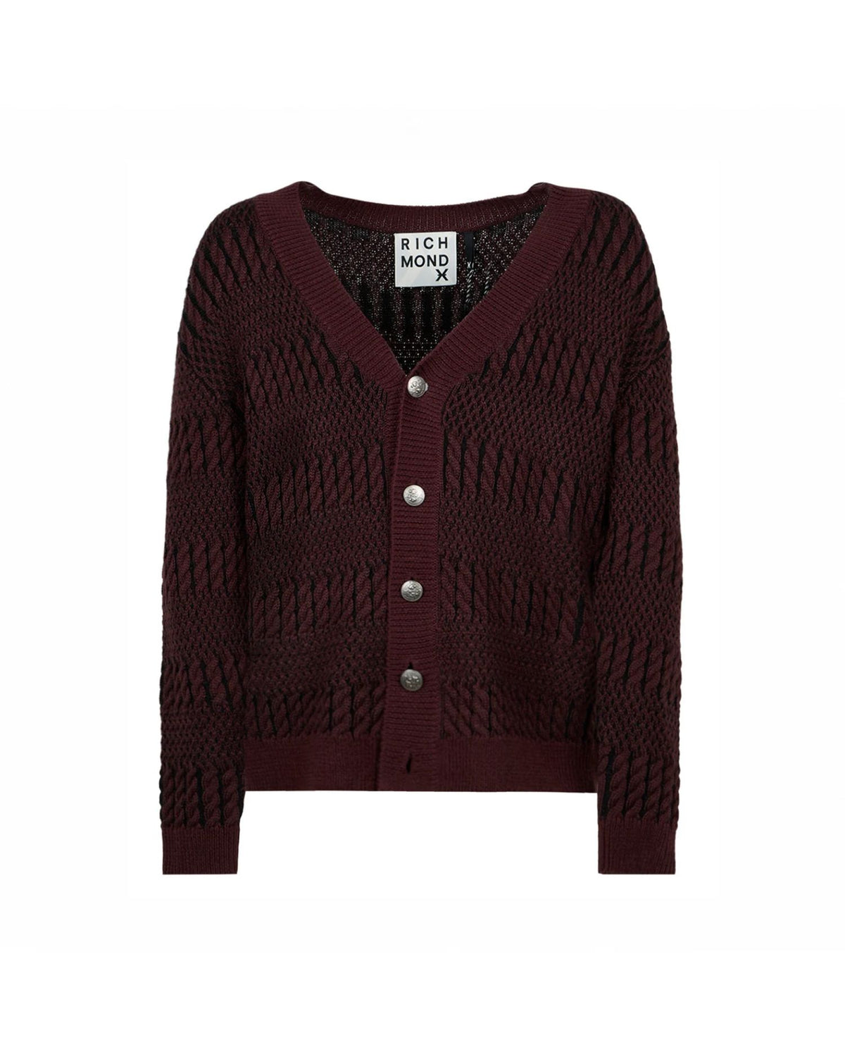 Cardigan con Lavorazione Geometrica a Rilievo