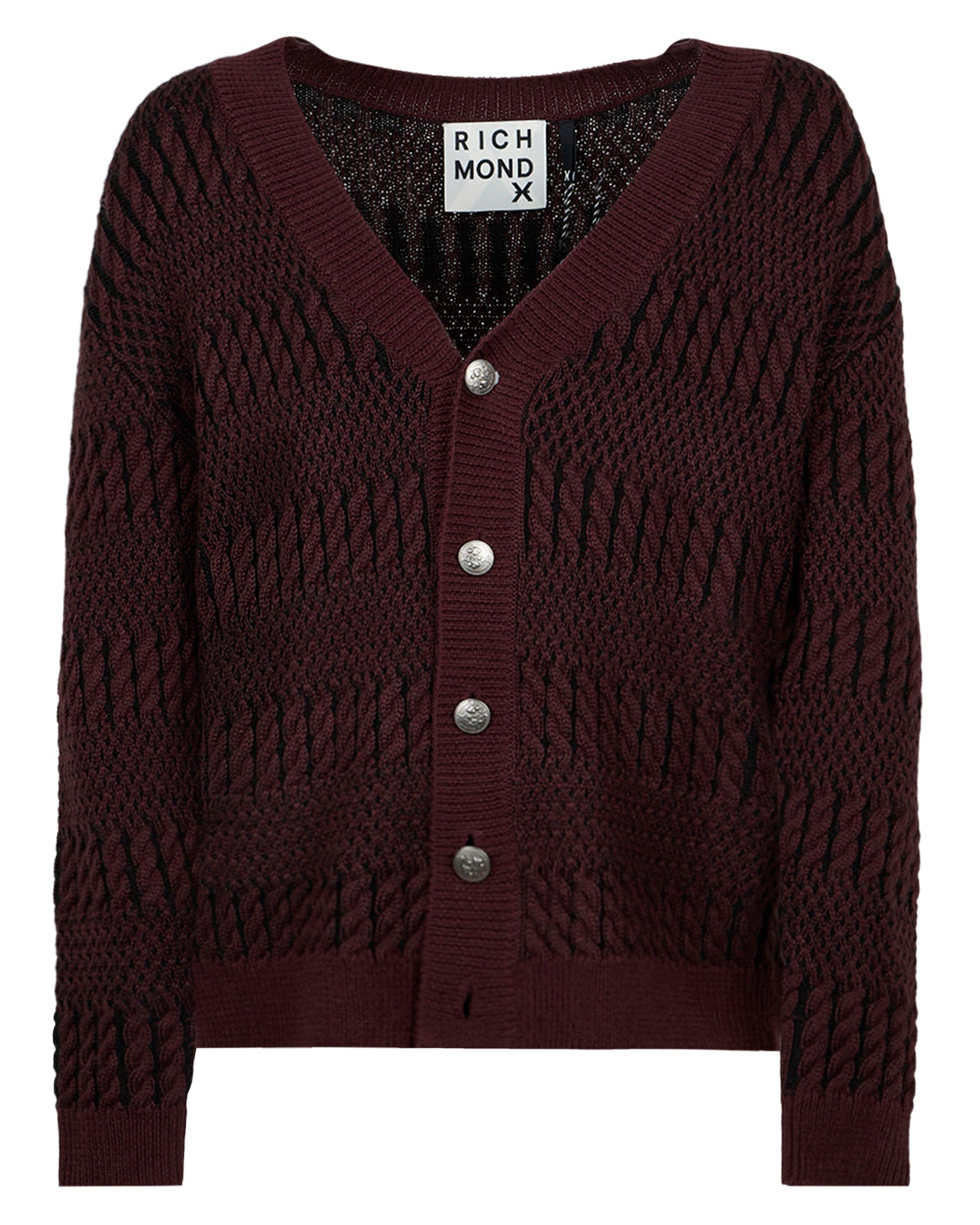 Cardigan con Lavorazione Geometrica a Rilievo