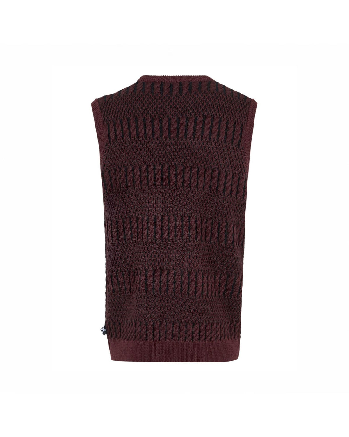 Gilet in Maglia con Lavorazione a Trecce Bicolore